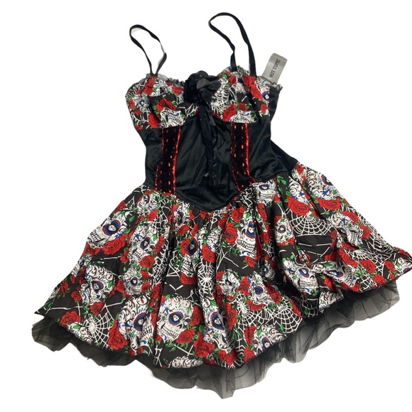 Lip Service Goth Skull Tutu Mini Dress - Picture 3 of 10